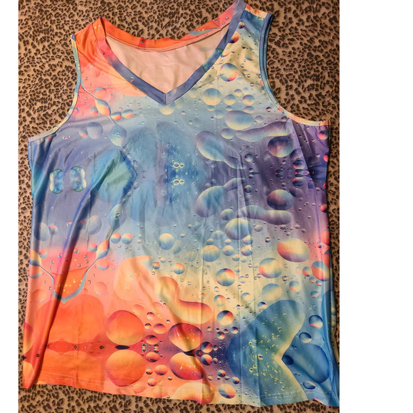 Tank Top Women's Size 3X-Large Bubble Print V-Neck Pullover 100% Polyester (AI) - Picture 1 of 5